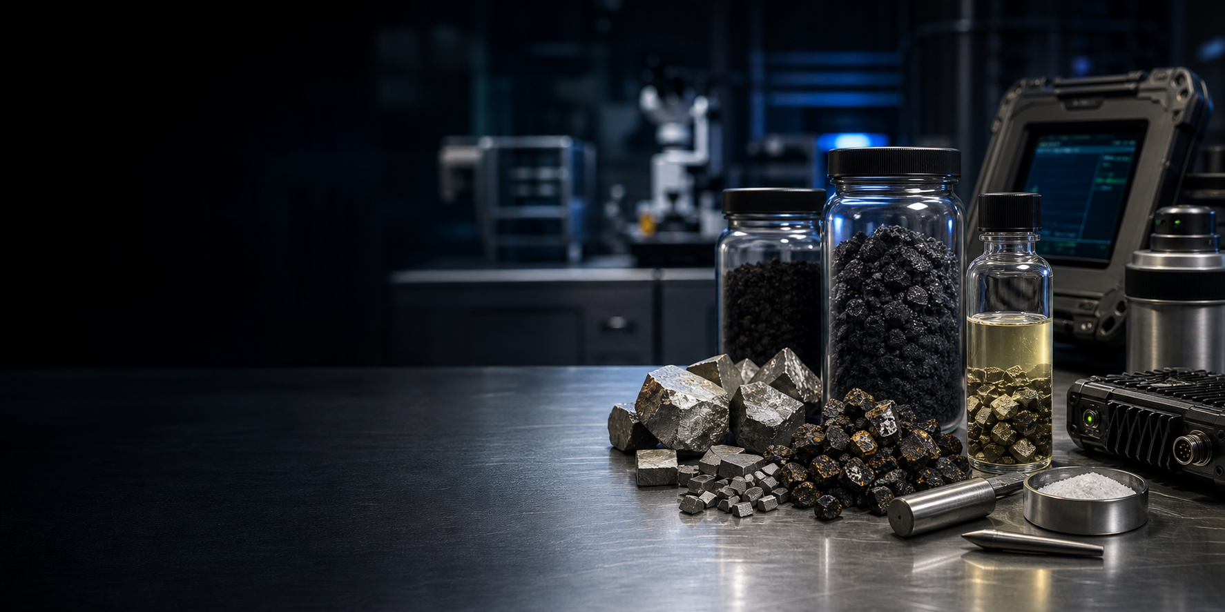 Materials testing samples and laboratory equipment for tungsten recycling evaluation